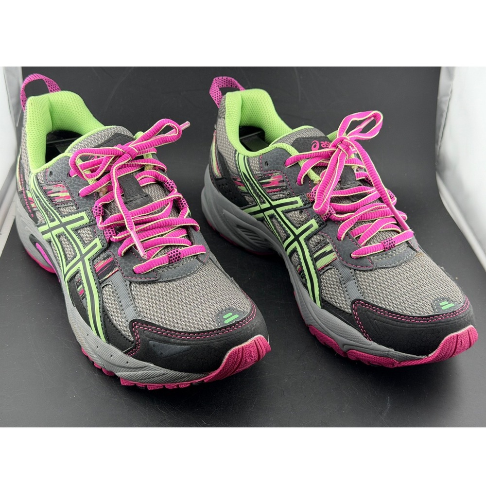 Asics Gel-Venture 5-Trail Running Shoes, Grey Pink Lime, T5N9Q, Womens Size 9 W